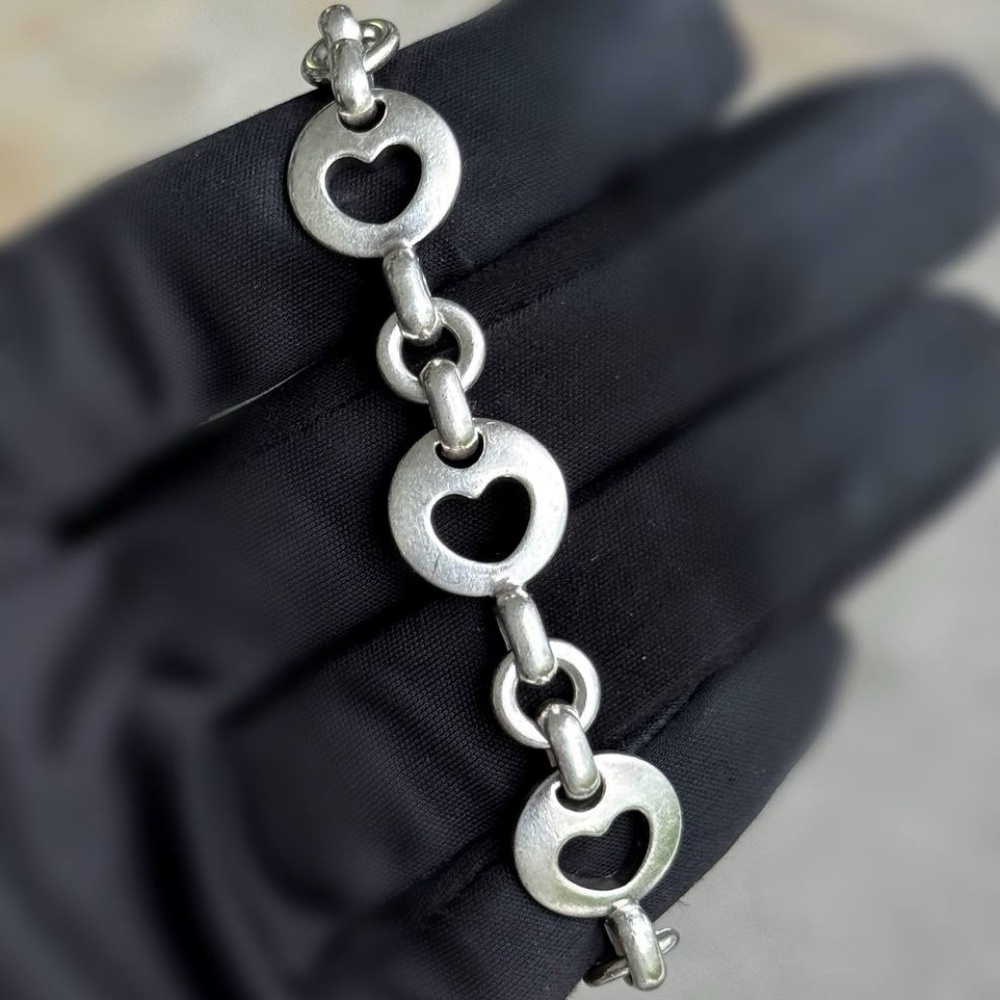 Jewelry .925 solid sterling silver Tiffany & Co Open Heart Circle Link Sterling
